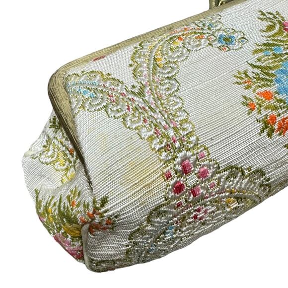 Vintage Celebrity Tapestry Floral Makeup Cosmetic Bag Mirror Small Coquette Flaw - Picture 11 of 12